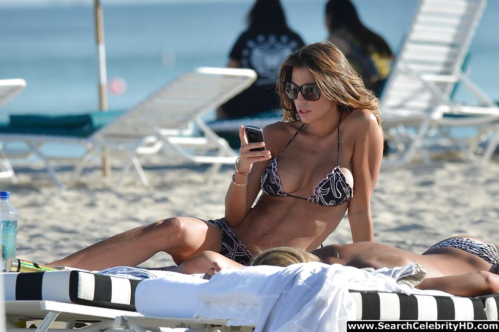 Claudia Galanti Topless Bikini Candids On Beach #15826298