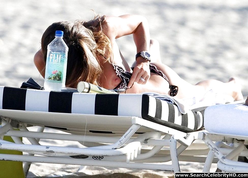 Claudia Galanti Topless Bikini Candids On Beach #15826446