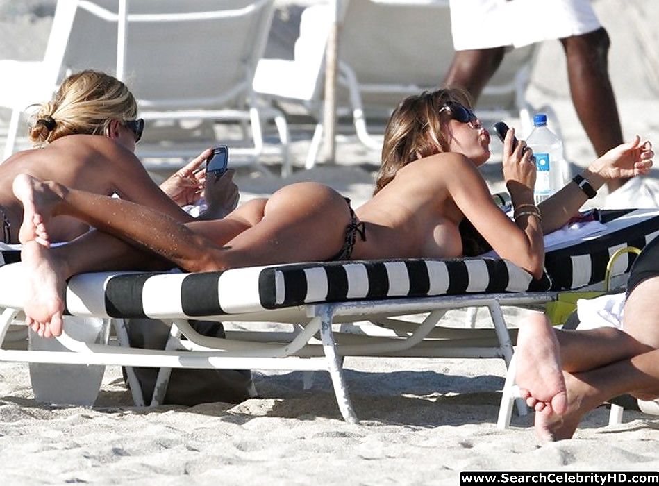 Claudia Galanti Topless Bikini Candids On Beach #15826460