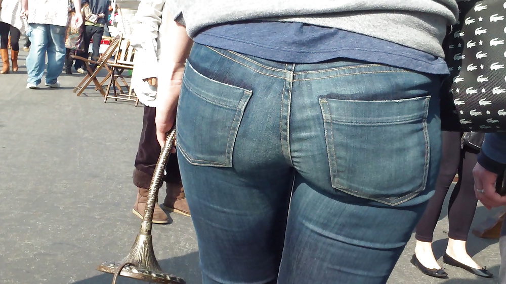 Sexy teen chubby butt & ass in blue jeans #6731821