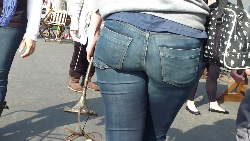 Sexy teen chubby butt & ass in blue jeans #6731837