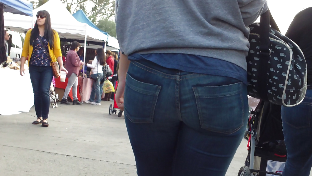 Sexy teen chubby butt & ass in blue jeans #6731900