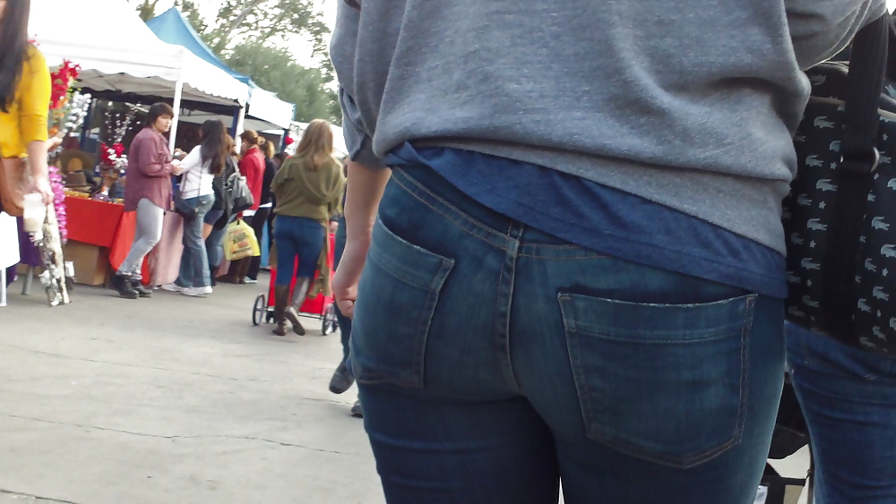 Sexy teen chubby butt & ass in blue jeans #6731927