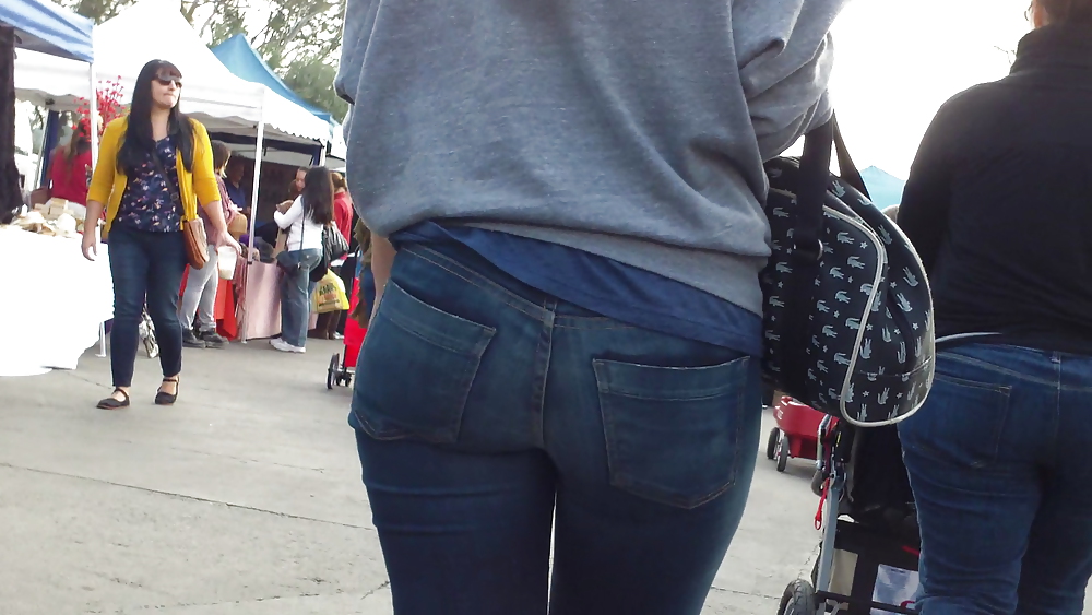 Sexy teen chubby butt & ass in blue jeans #6731956