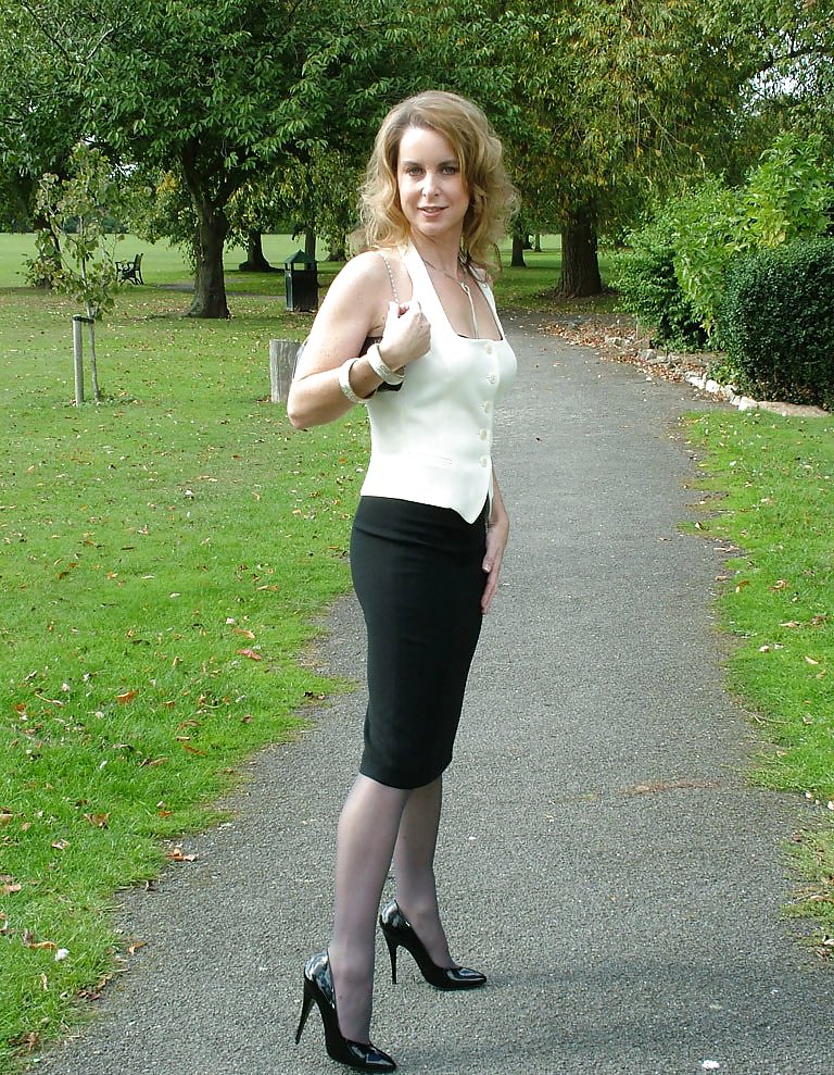 Black high heels and black stockings are always a treat