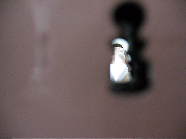 French mature in bathroom - key hole #18669018