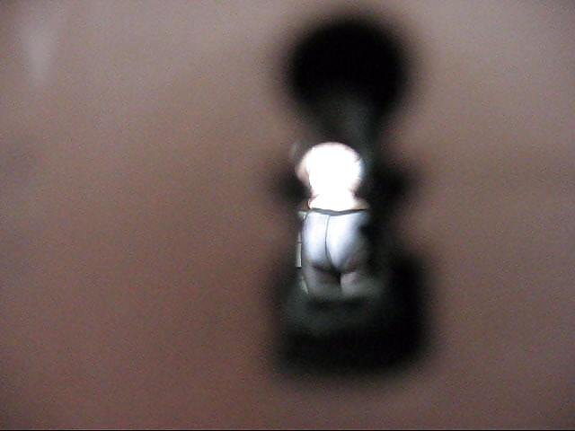 French mature in bathroom - key hole #18669029
