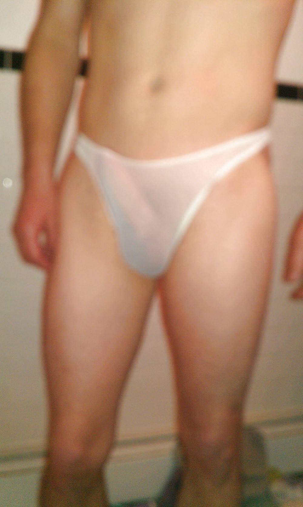 Self shot white sheer thong #10164512