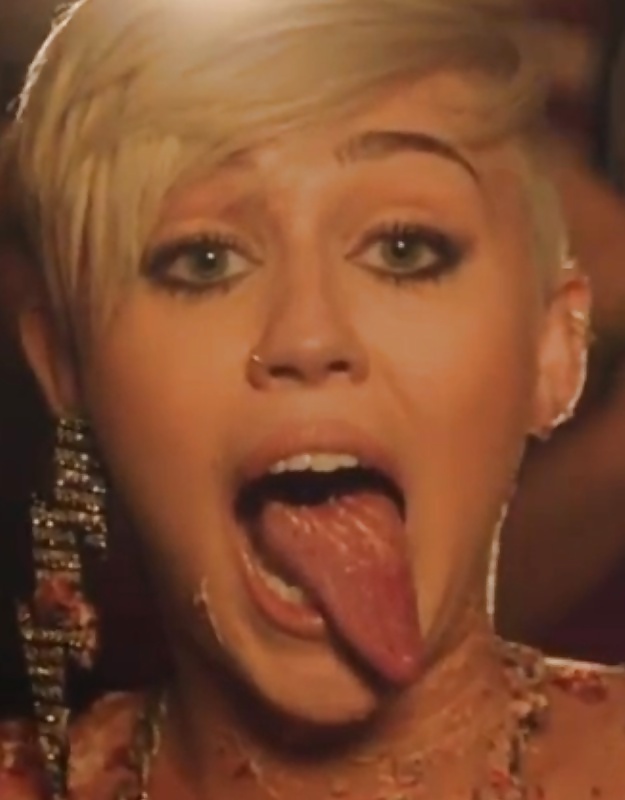 Miley needs cum on tongue