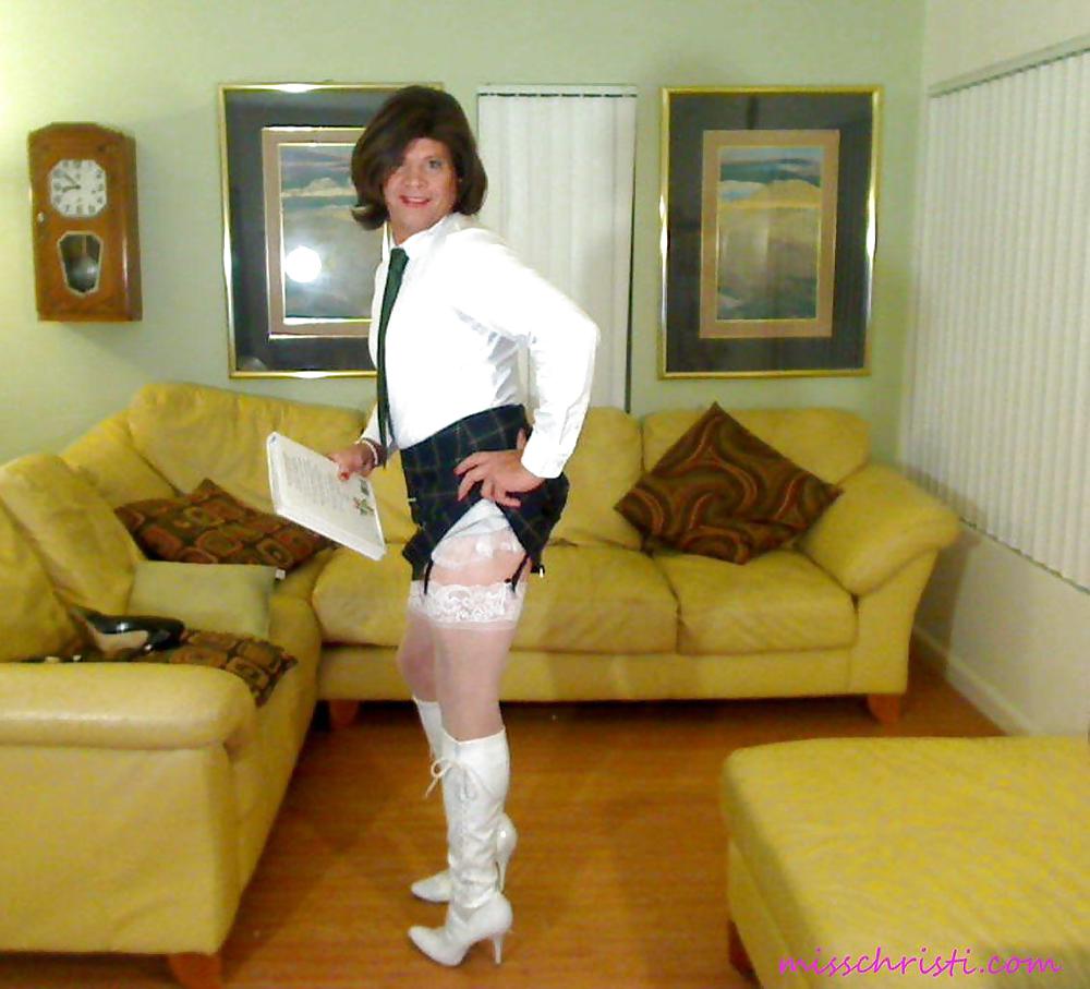 Miss Christi in various corsettes and school girl uniform #7738362