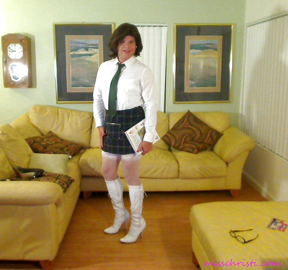 Miss Christi in various corsettes and school girl uniform #7738396