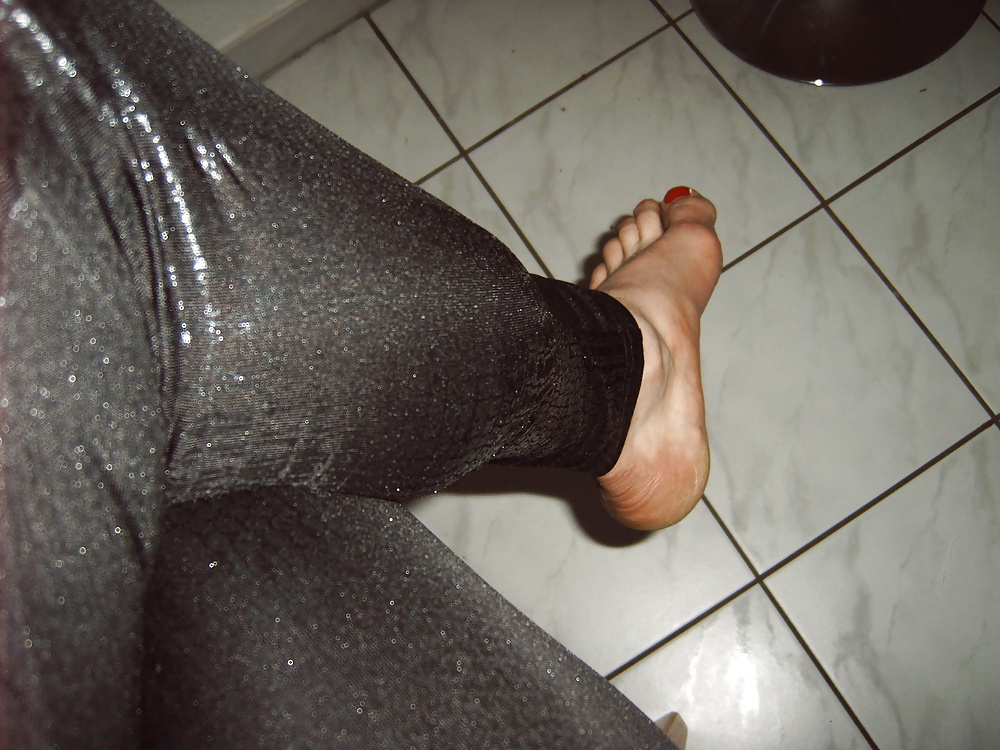 Nylon , Leggings , Black High Heels #7405639