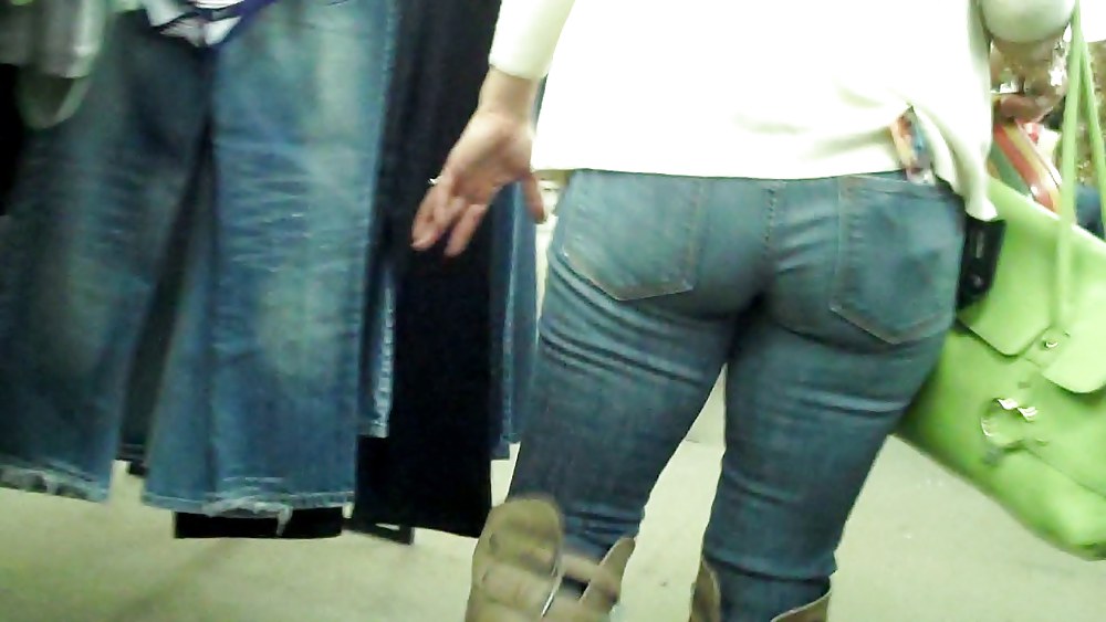 Blue jeans stuffed with rear ends ass & butts #9896537