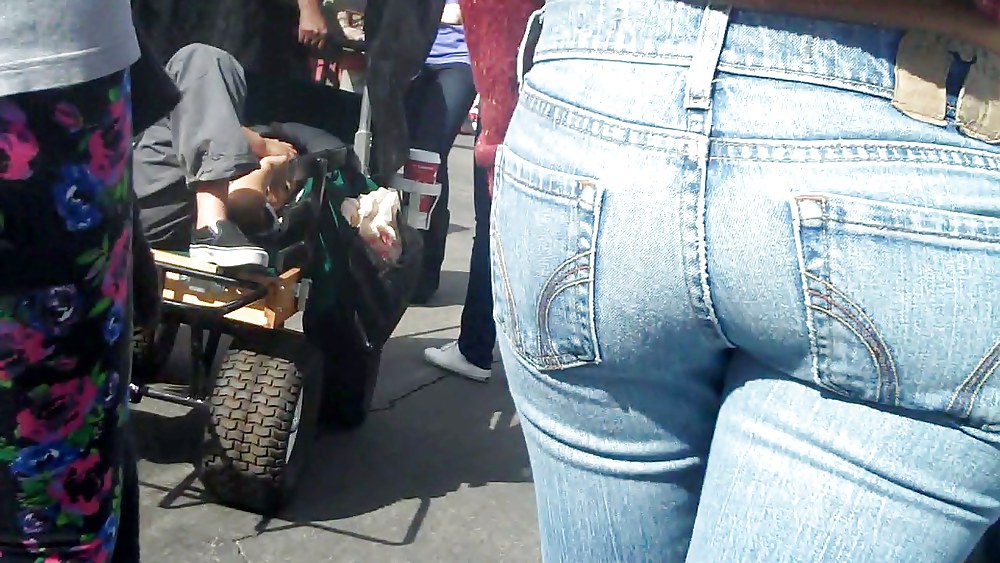 Blue jeans stuffed with rear ends ass & butts #9896594