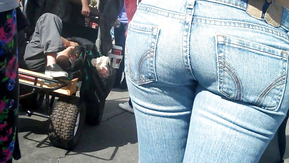 Blue jeans stuffed with rear ends ass & butts #9896614