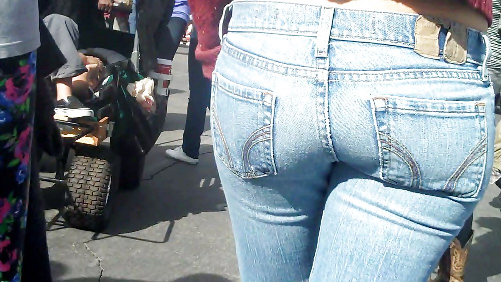 Blue jeans stuffed with rear ends ass & butts #9896682