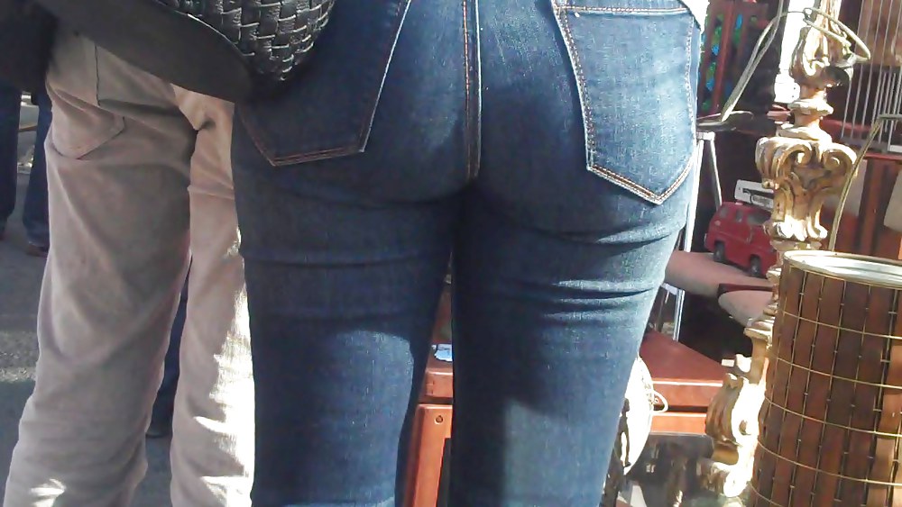 Blue jeans stuffed with rear ends ass & butts #9896701