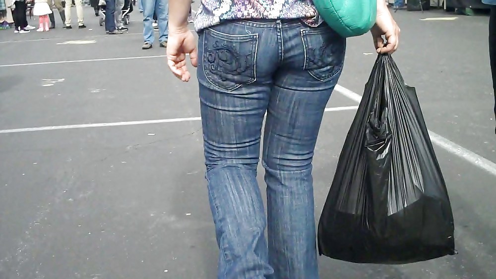 Blue jeans stuffed with rear ends ass & butts #9896764