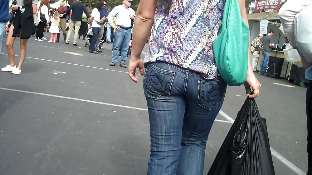 Blue jeans stuffed with rear ends ass & butts #9896821