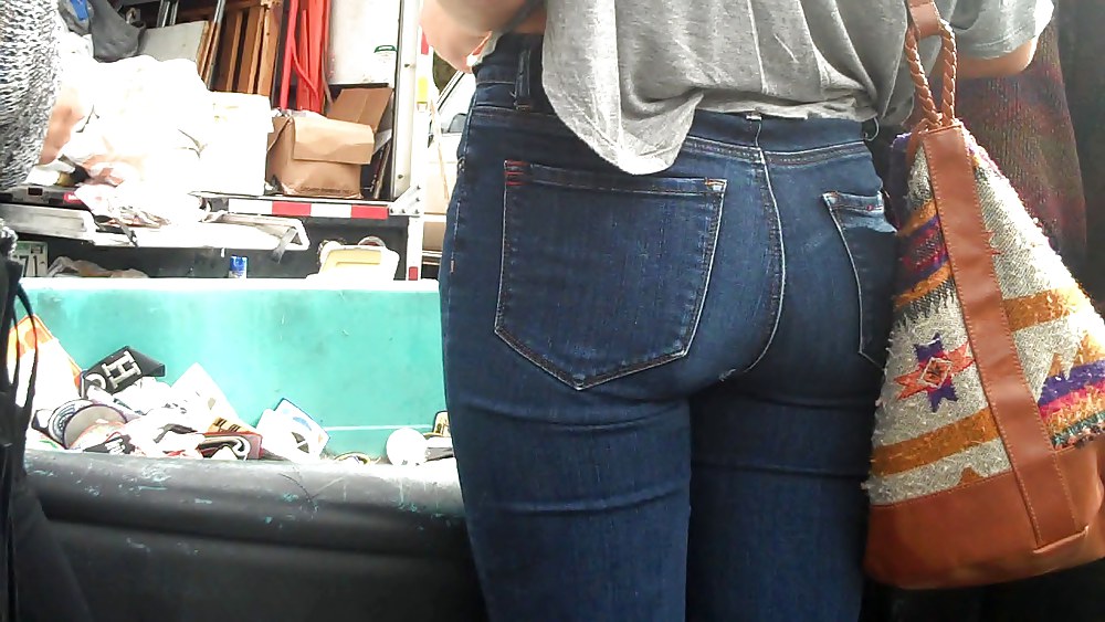 Blue jeans stuffed with rear ends ass & butts #9896913