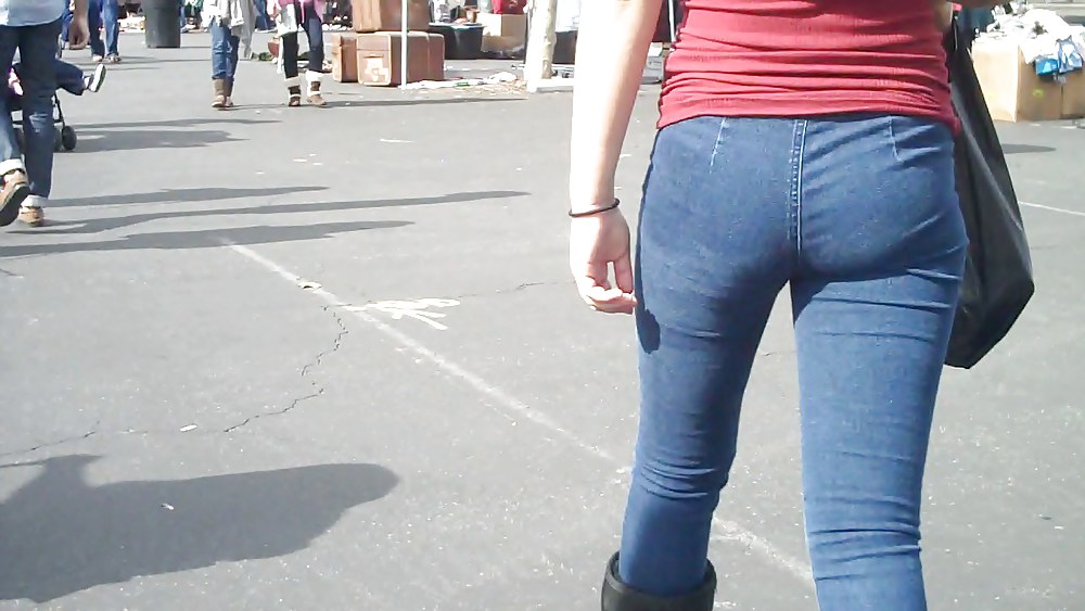 Blue jeans stuffed with rear ends ass & butts #9896950