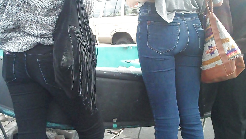 Blue jeans stuffed with rear ends ass & butts #9896977