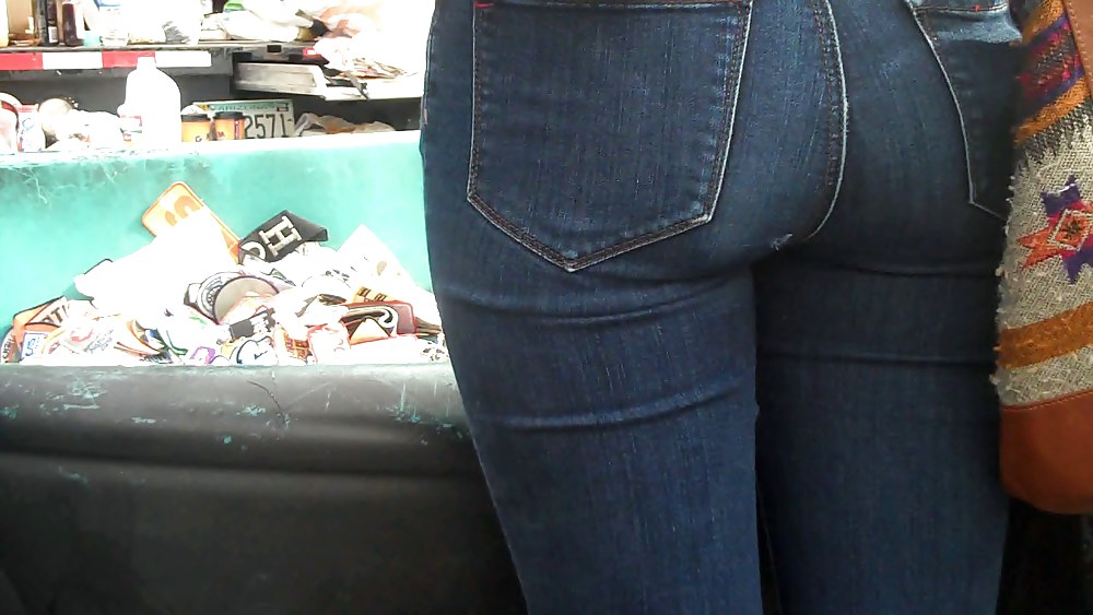 Blue jeans stuffed with rear ends ass & butts #9897010
