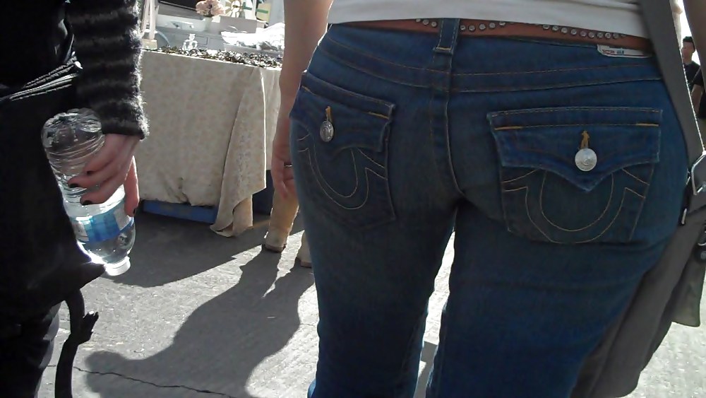 Blue jeans stuffed with rear ends ass & butts #9897053