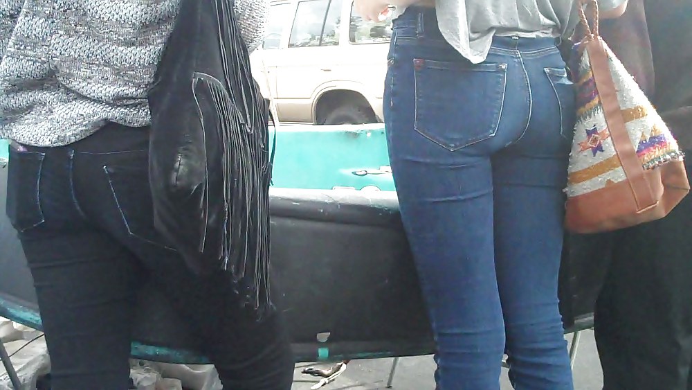 Blue jeans stuffed with rear ends ass & butts #9897082