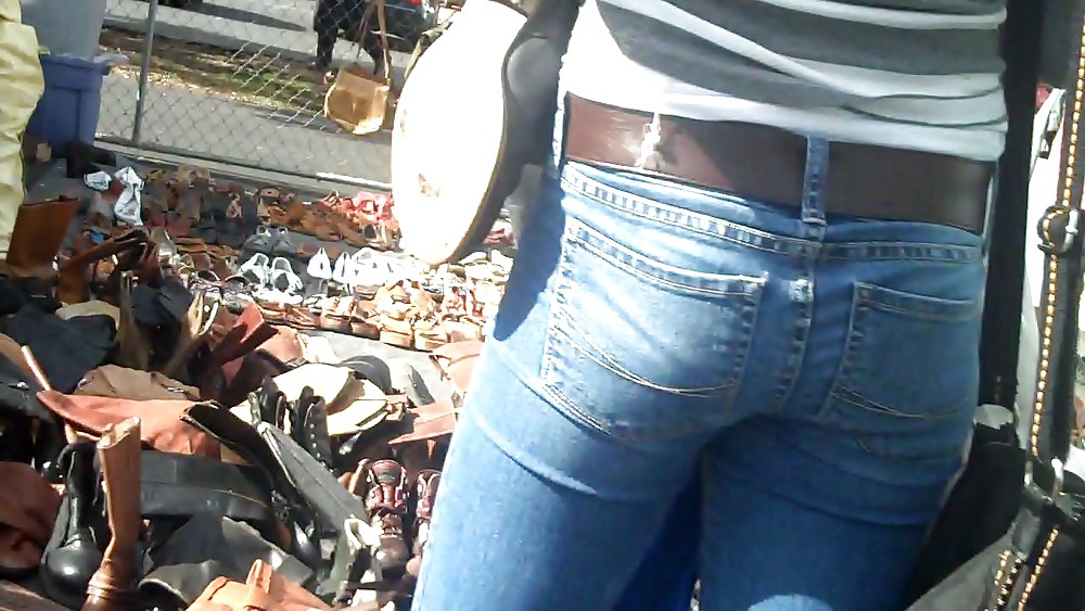 Blue jeans stuffed with rear ends ass & butts #9897135