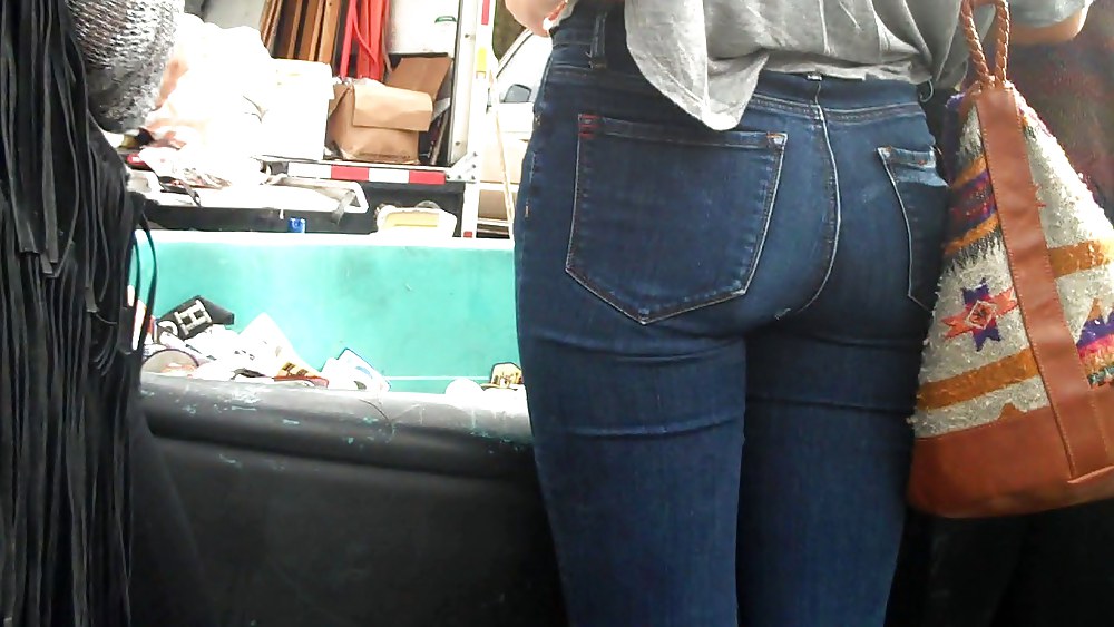 Blue jeans stuffed with rear ends ass & butts #9897215