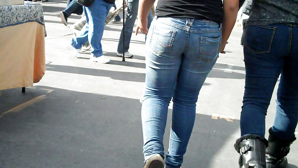 Blue jeans stuffed with rear ends ass & butts #9897275
