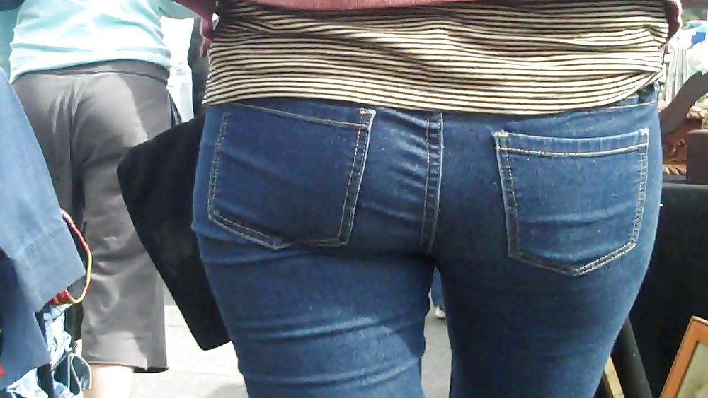 Blue jeans stuffed with rear ends ass & butts #9897291