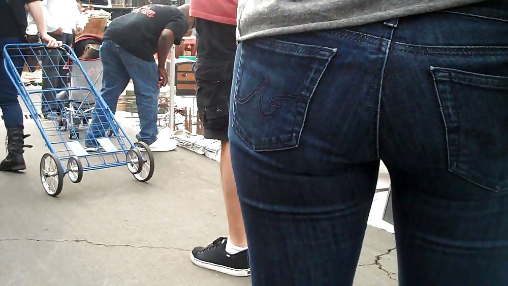 Blue jeans stuffed with rear ends ass & butts #9897328