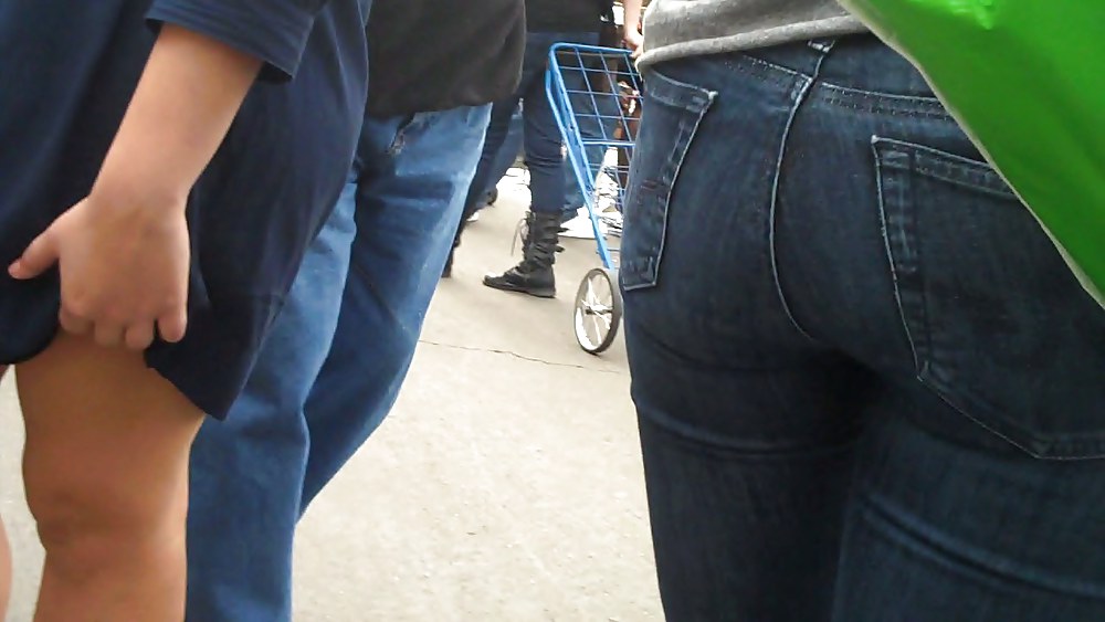 Blue jeans stuffed with rear ends ass & butts #9897456