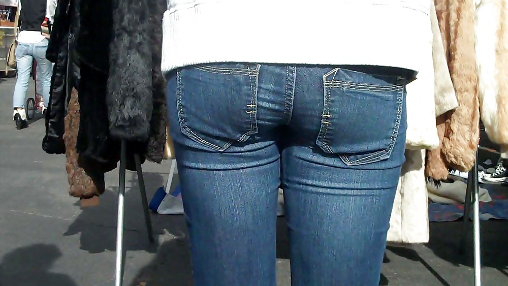 Blue jeans stuffed with rear ends ass & butts #9897467
