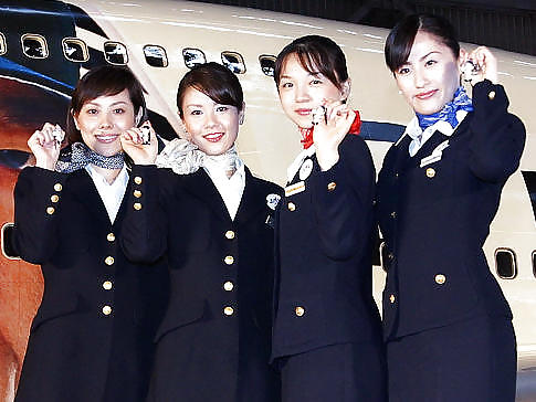 Echte Asiatische Stewardesses Luft Flugbegleiter #13009541