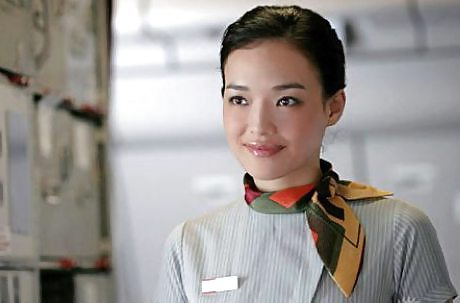 Echte Asiatische Stewardesses Luft Flugbegleiter #13009594