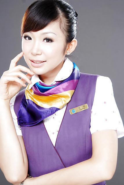 Echte Asiatische Stewardesses Luft Flugbegleiter #13009607
