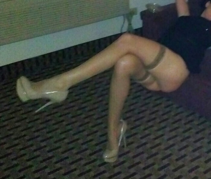 My gf in hot heels with stockings