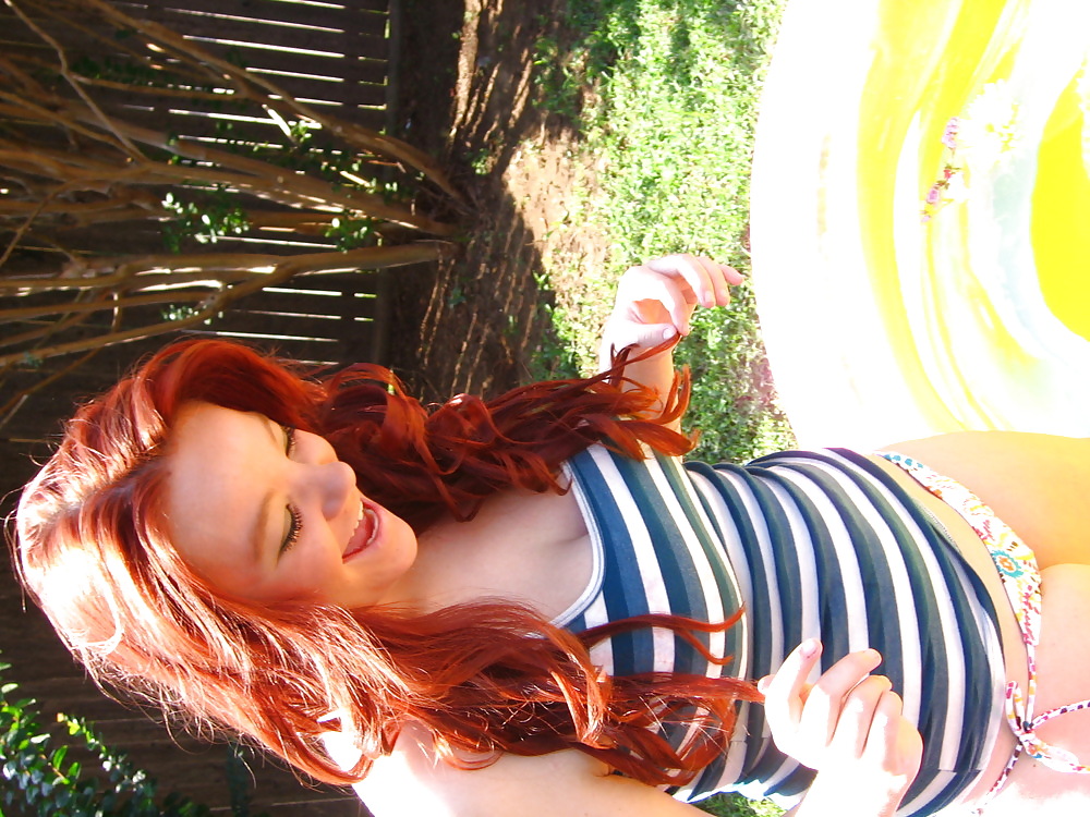 Sizzling Hot Busty Redhead in Bikini Pool #5296019
