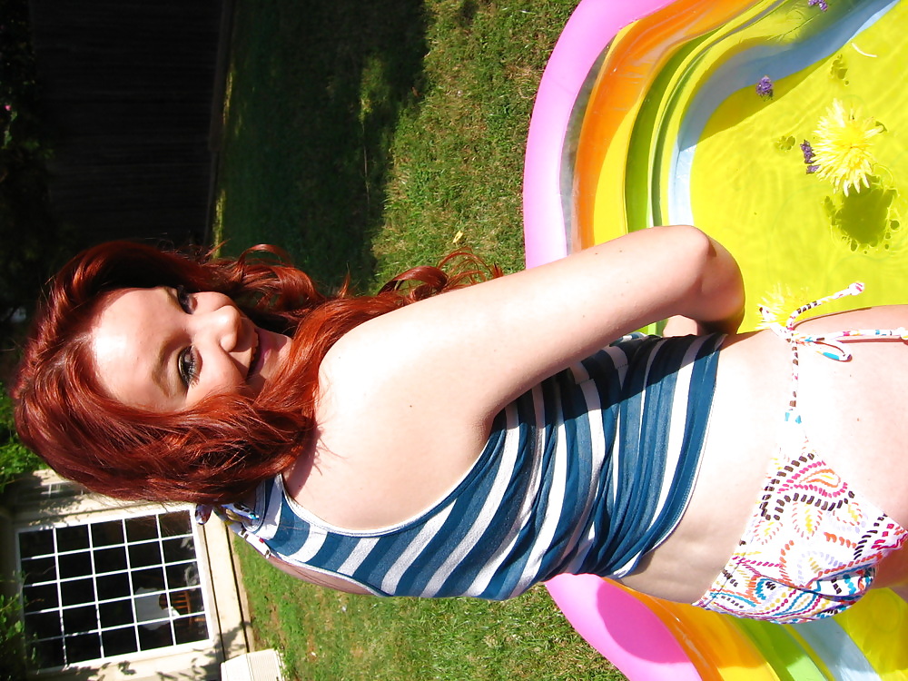Sizzling Hot Busty Redhead in Bikini Pool #5296281