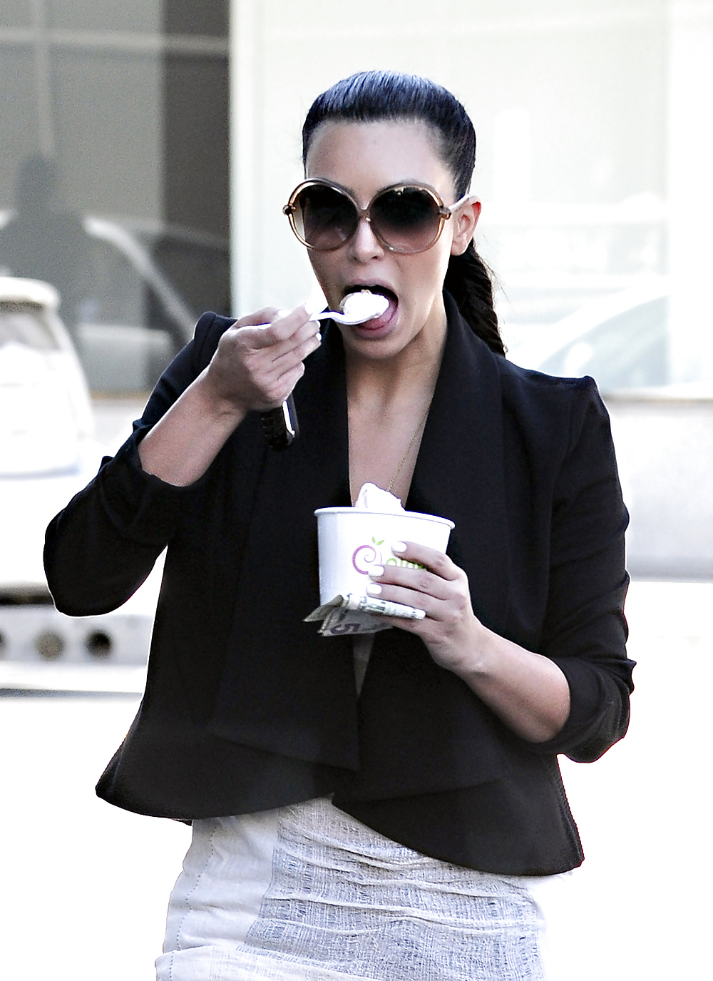 Kim Kardashian cleavy in shaded headed to Katsuya Restaurant #9717700