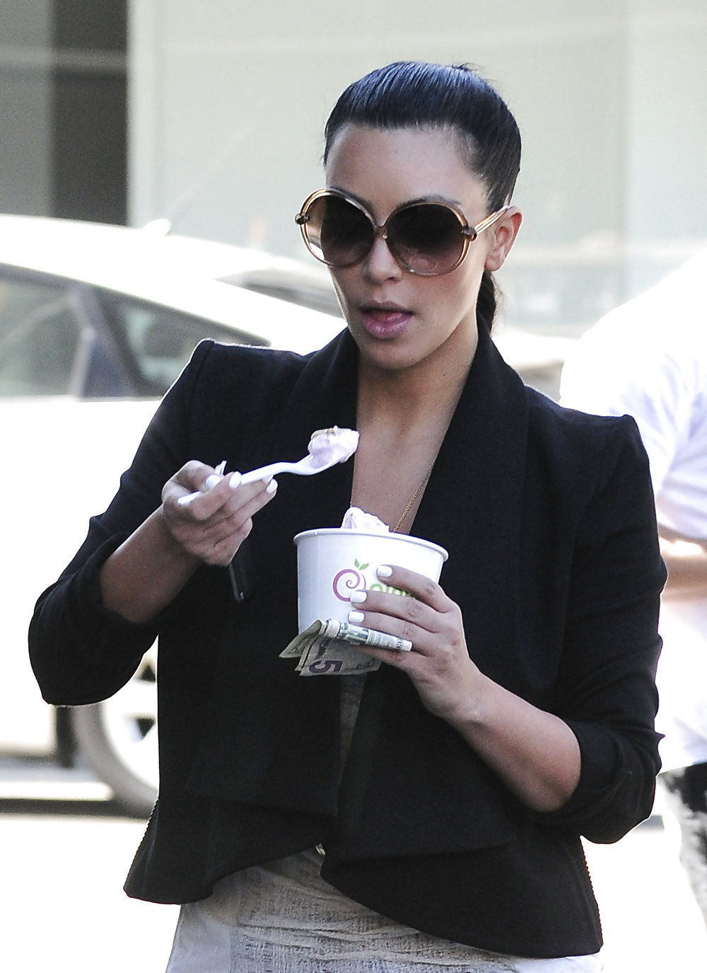 Kim Kardashian cleavy in black headed to Katsuya Restaurant #9717793