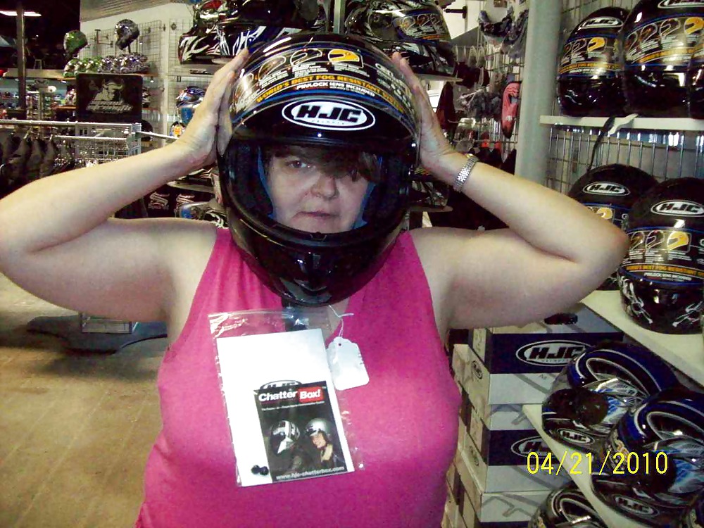 Sexy Wife Wearing Black HJC Helmet #8945315