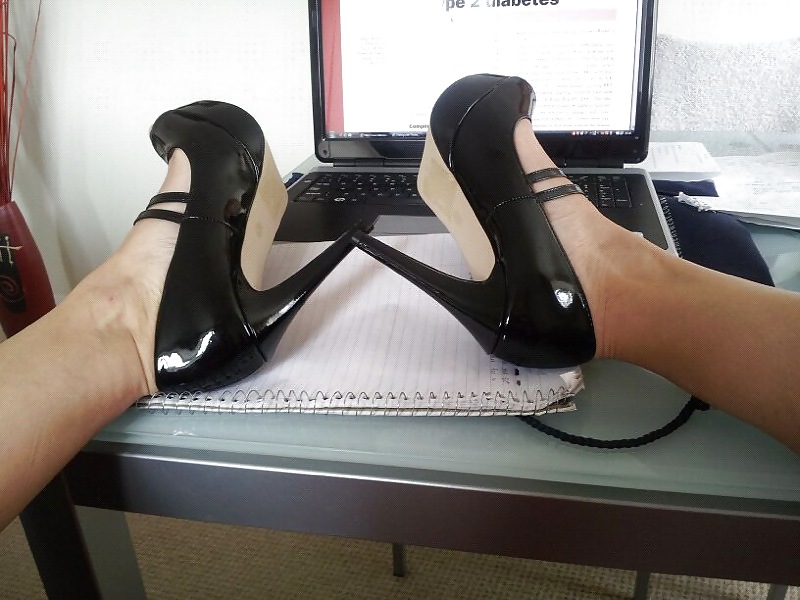I luv my peep toe shoes ilike to feel horny at work #12096354