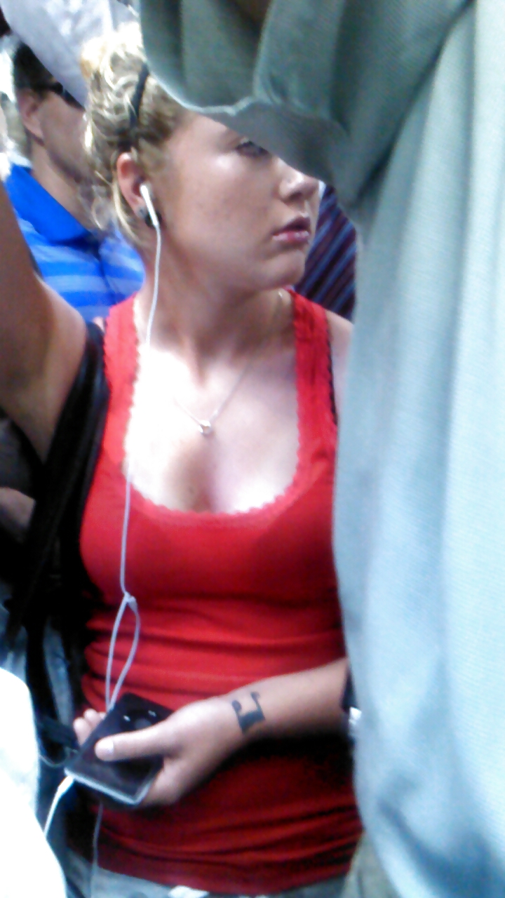 Voyeur - cleavage on the train #17970058