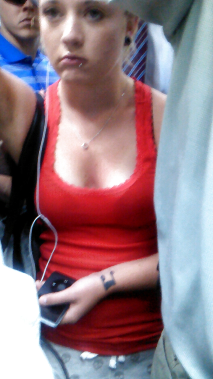 Voyeur - cleavage on the train #17970095