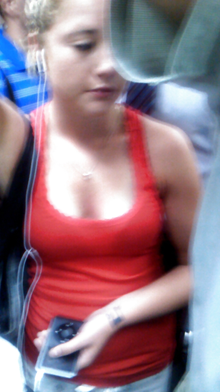 Voyeur - cleavage on the train #17970142