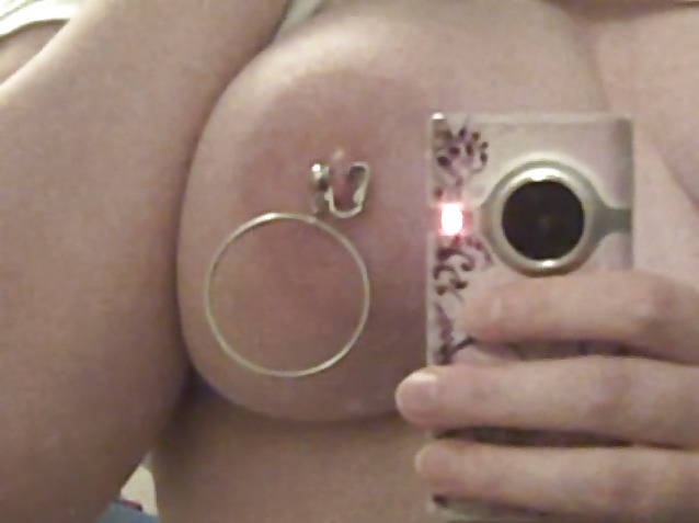 Makeshift nipple clamps, with clip-on Earrings